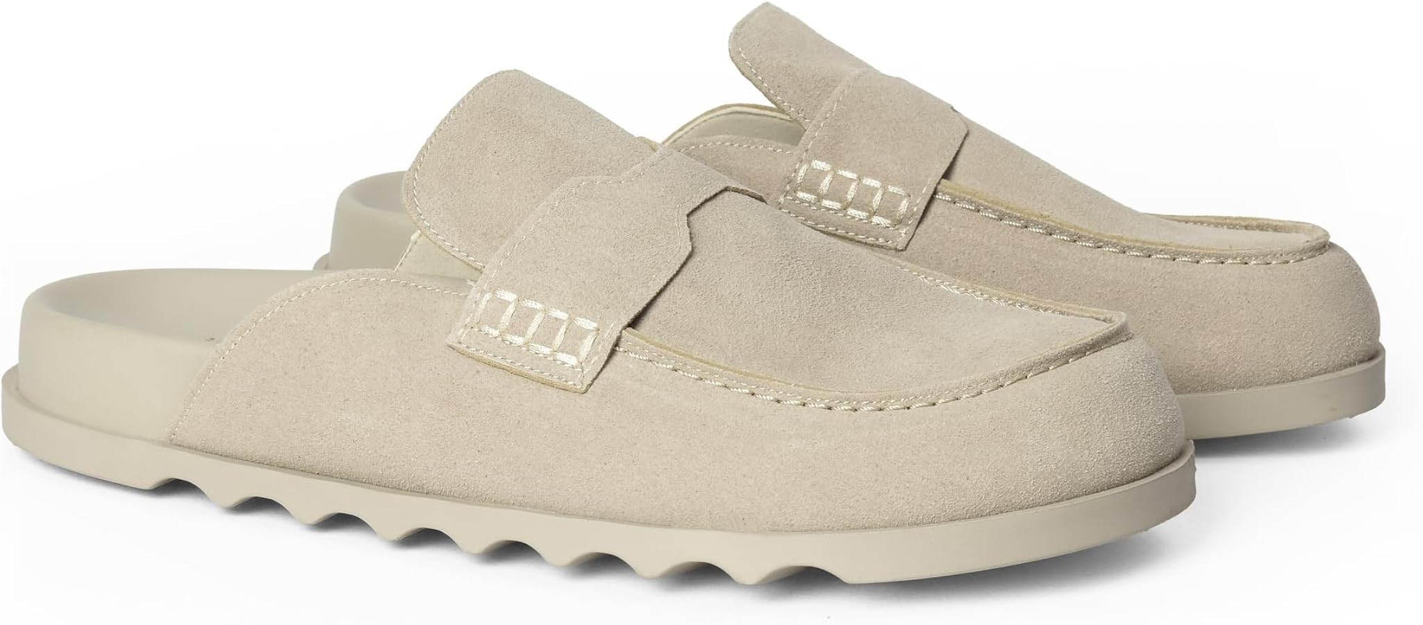 iiimmu Women's Suede Mule Loafers Backless Slip On Flats Casual Round Toe Comfort Slides | Amazon (US)