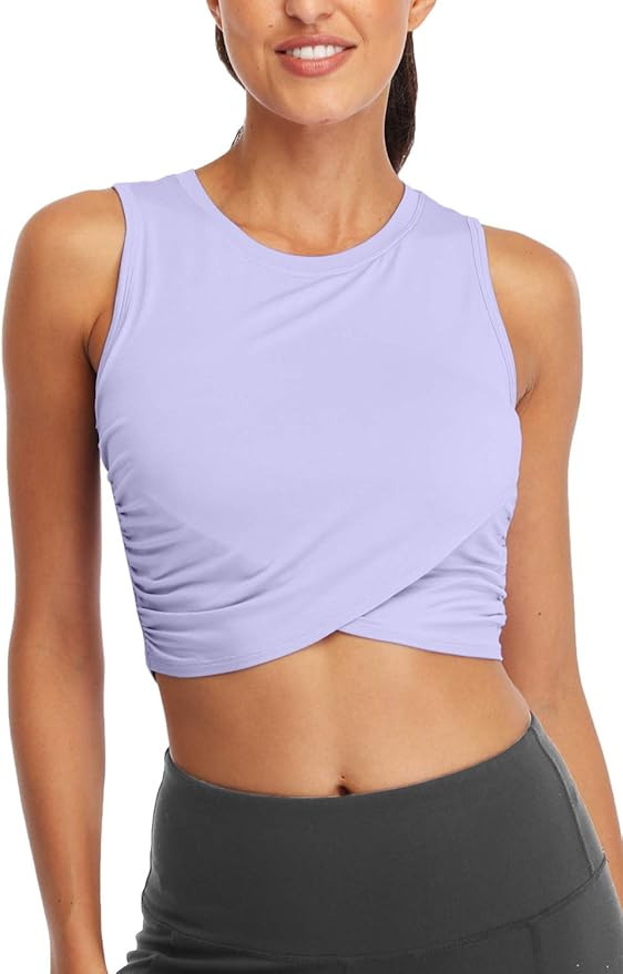 Sanutch Workout Crop Tops for Women Slim fit Yoga Dance Tops Cropped Muscle Tank | Amazon (US)
