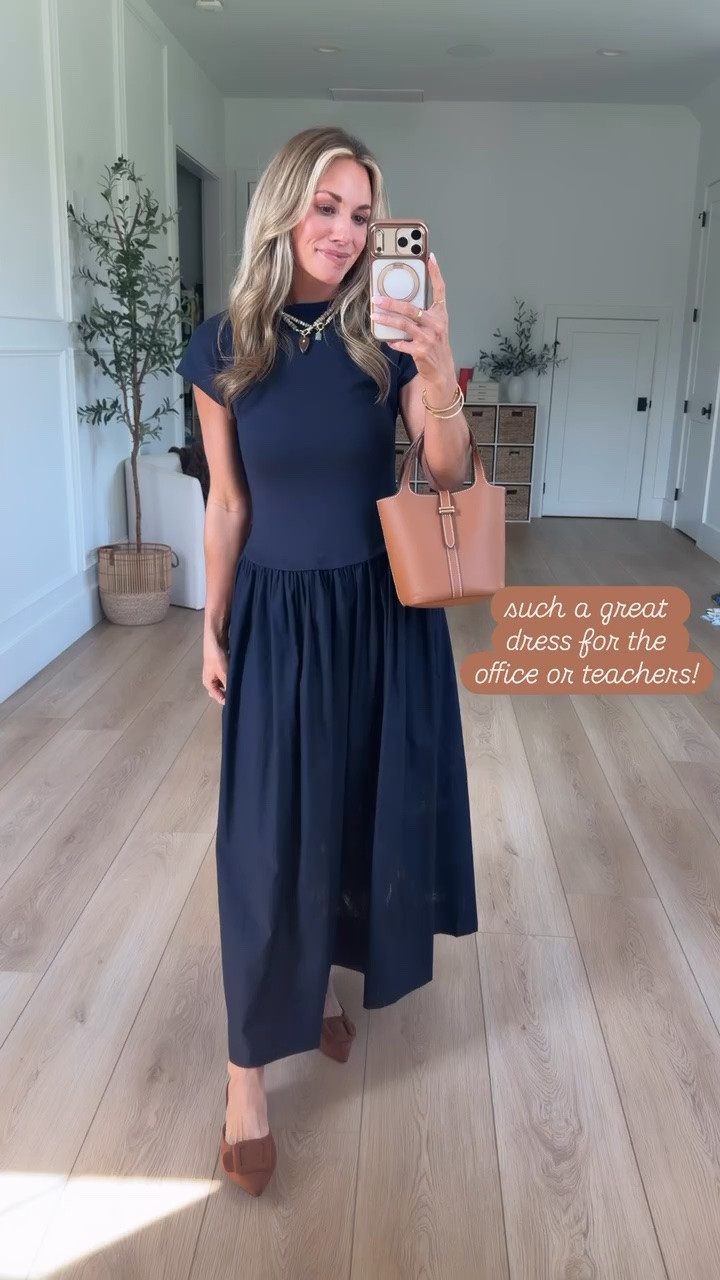 I love this navy dress! Perfect for my office or teacher girls!! I am 5’2” & wearing my true size xsmall.

#LTKootd #LTKPetite