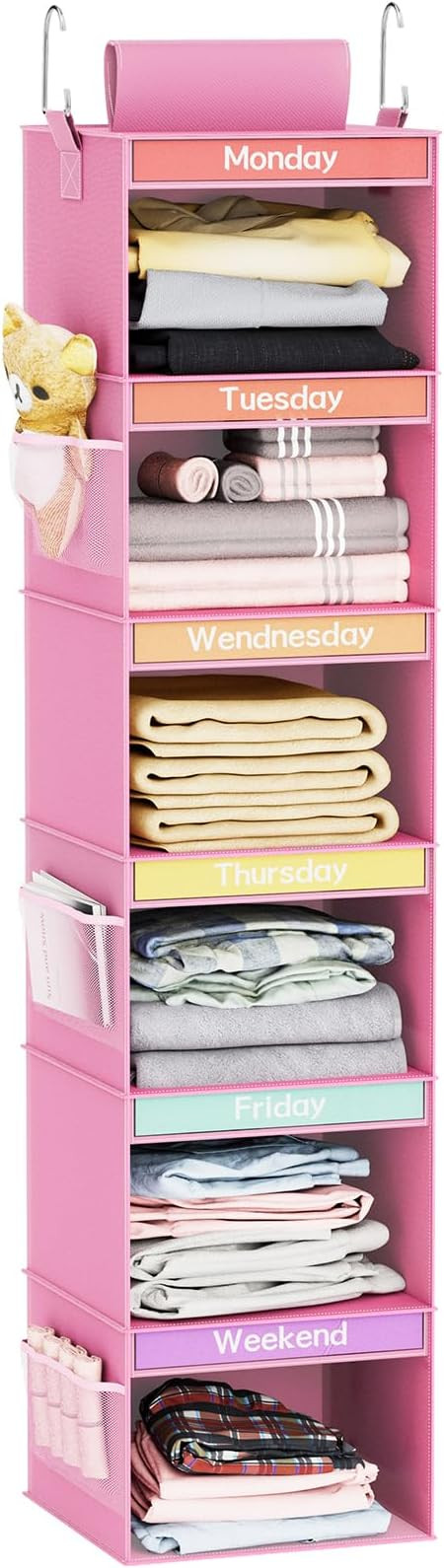 Fixwal 6-Shelf Weekly Clothes Organizer for Kids, Kids Daily Shelf Hanging Closet Organizer with ... | Amazon (US)