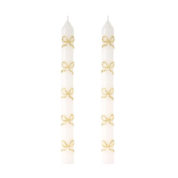 Gold Bow Taper Candle | Mud Pie