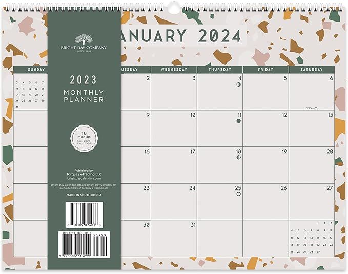 2023-2024 Academic Speckles Spiral Weekly Calendar by Bright Day, 15" x 11.5", Twin Wire Binding,... | Amazon (US)