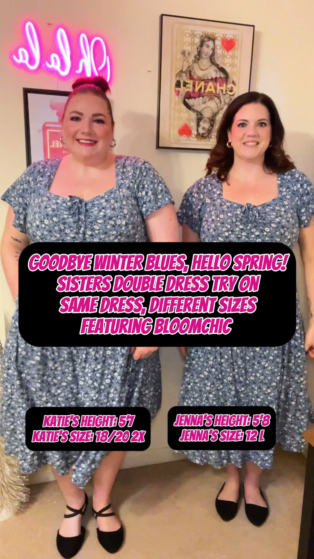 Goodbye Winter Blues, Hello Spring! 💙🩵🤍 Sisters Double Dress Try On: Same Dress, Different Sizes featuring BloomChic 🌼 

Both dresses have multiple color combinations & variations and they both fit us to a tee! 👌🏻

Use either of our 15% off codes: KATIEWALLACE15 or JWALL0217 on your BloomChic orders! 

#LTKMidsize #LTKWorkwear #LTKPlusSize
