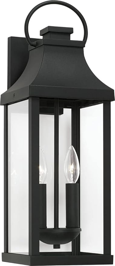 Capital Lighting 946421BK Bradford Clear Glass Outdoor Wall Lantern, 2-Light 120 Total Watts, 21"... | Amazon (US)