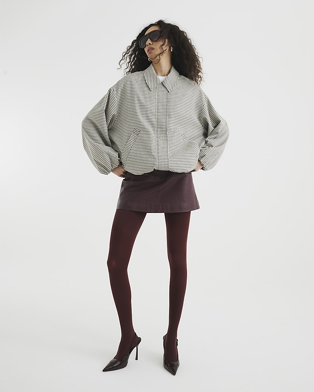 Premium Burgundy Leather Mini Skirt | River Island UK & IE