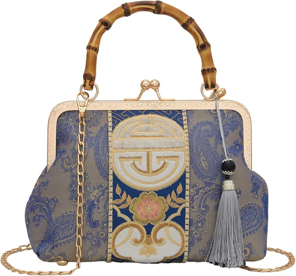 YeBon Retro Shoulder Chain Messenger Clutch Chinese Style Embroidered Jacquard Women's Evening Ba... | Amazon (US)