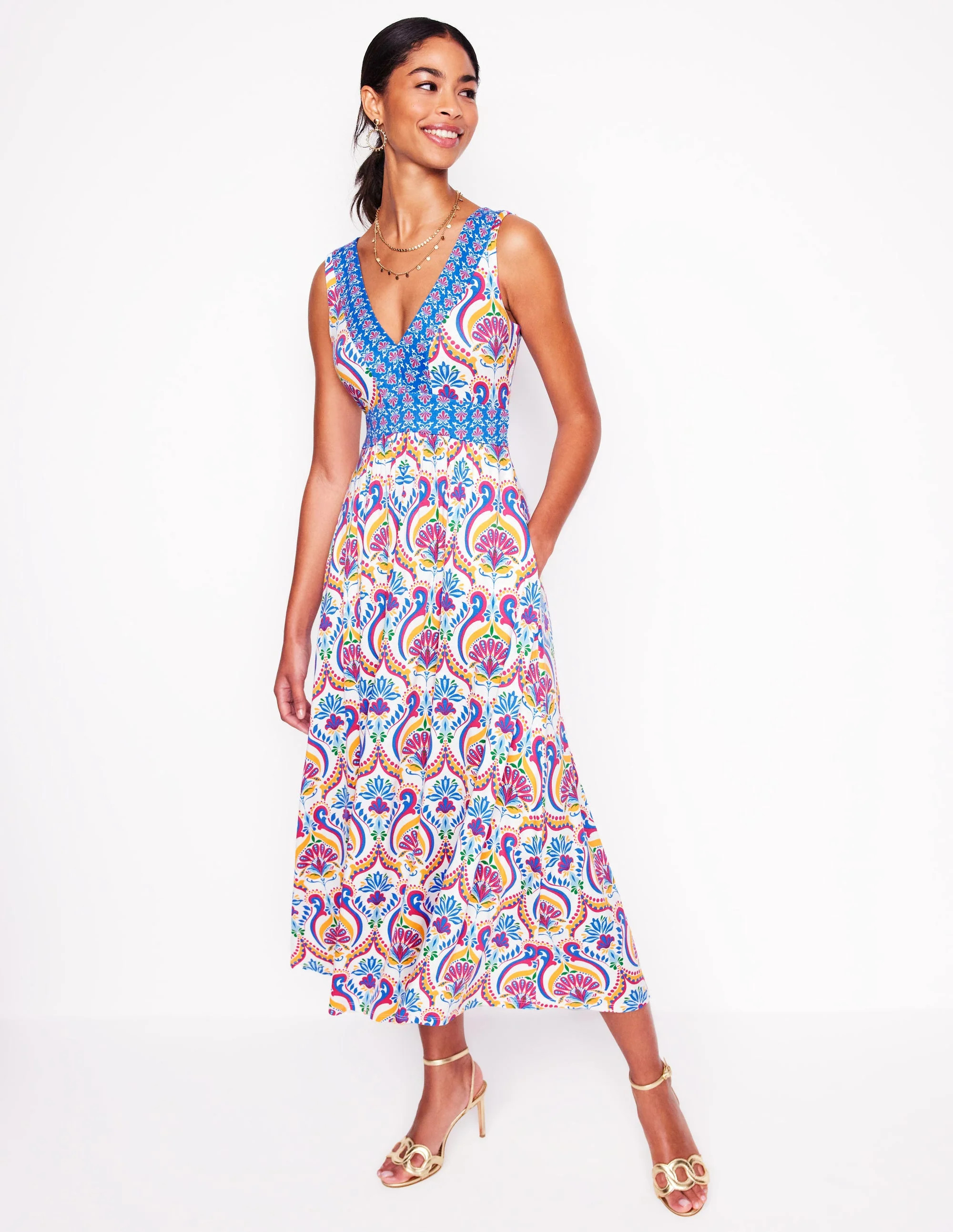 Olympia Jersey Maxi Dress-Multi, Ornamental Floral | Boden (US)