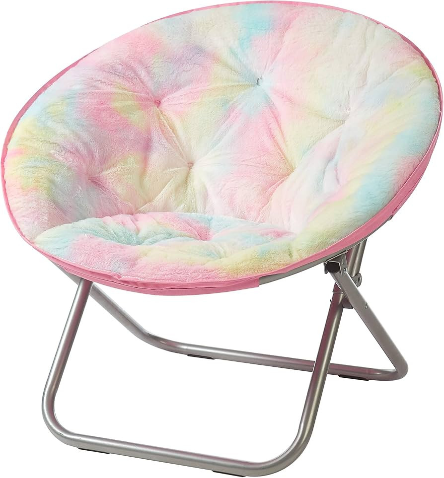 Heritage Kids Sorbet Dreams Rainbow Fur Teen Saucer Chair, 32", Multi | Amazon (US)