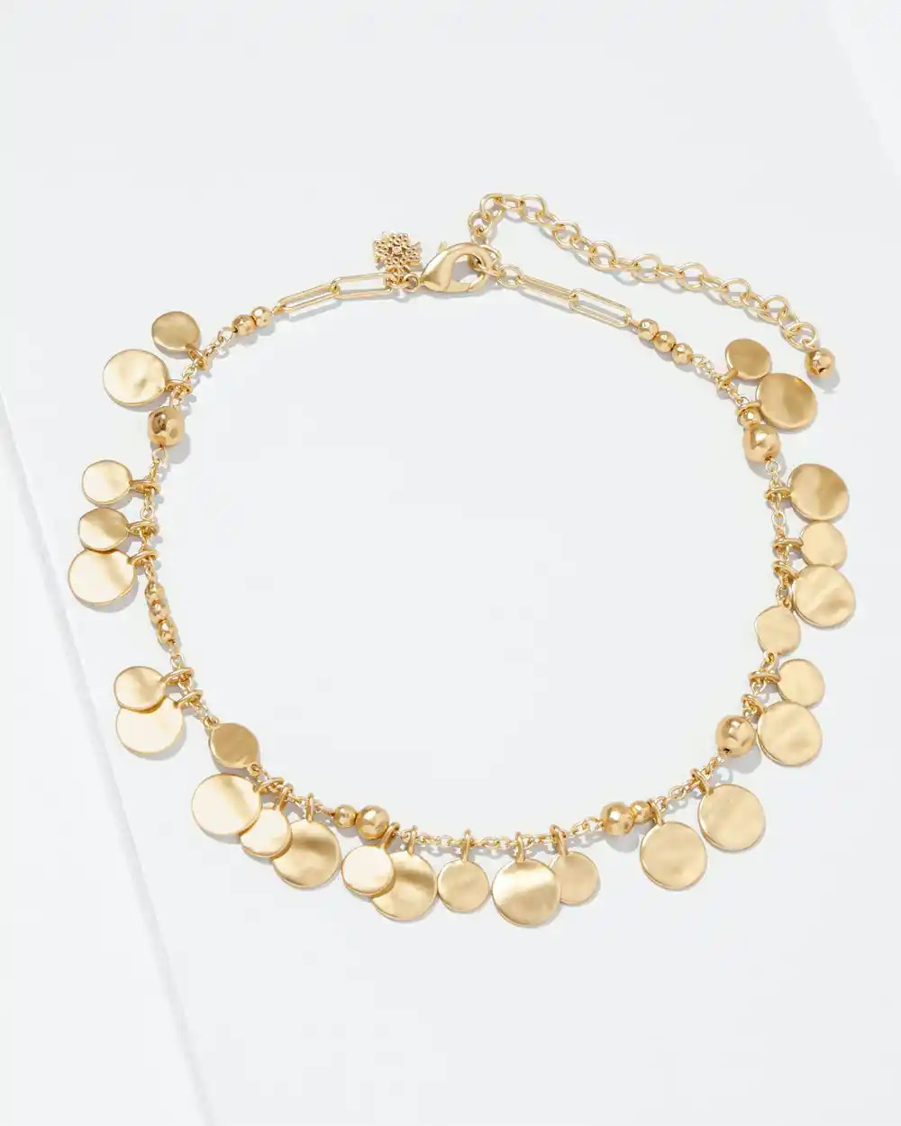 Goldtone Wavy Disc Single Strand Necklace | White House Black Market