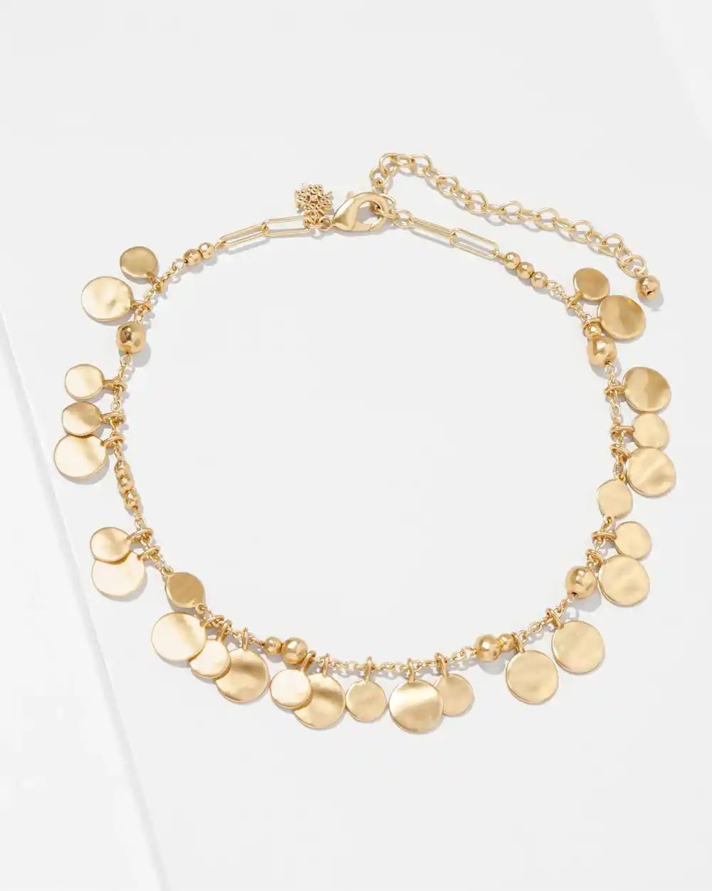 Goldtone Wavy Disc Single Strand Necklace | White House Black Market