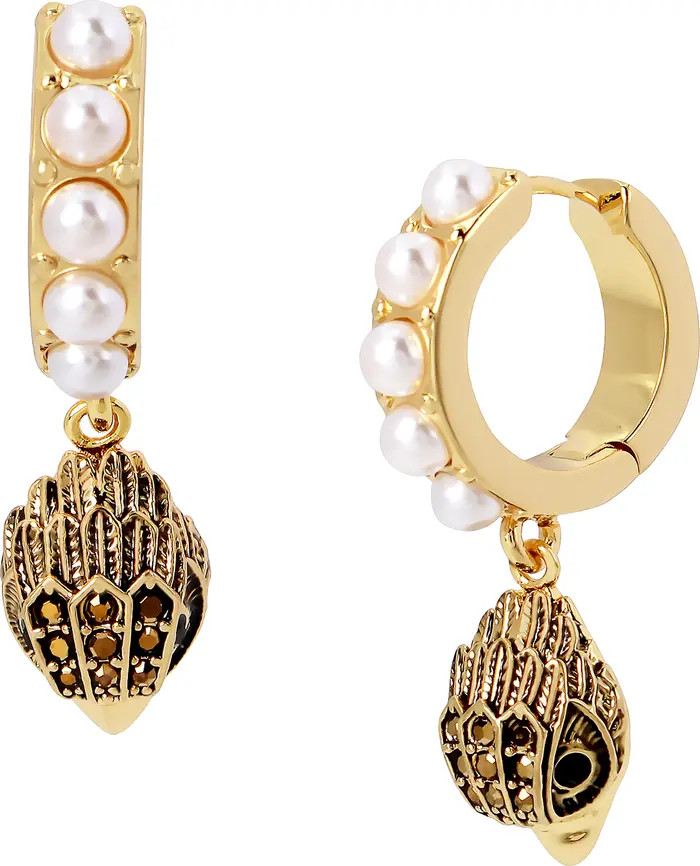 Kurt Geiger London Imitation Pearl Eagle Huggie Drop Earrings | Nordstrom | Nordstrom