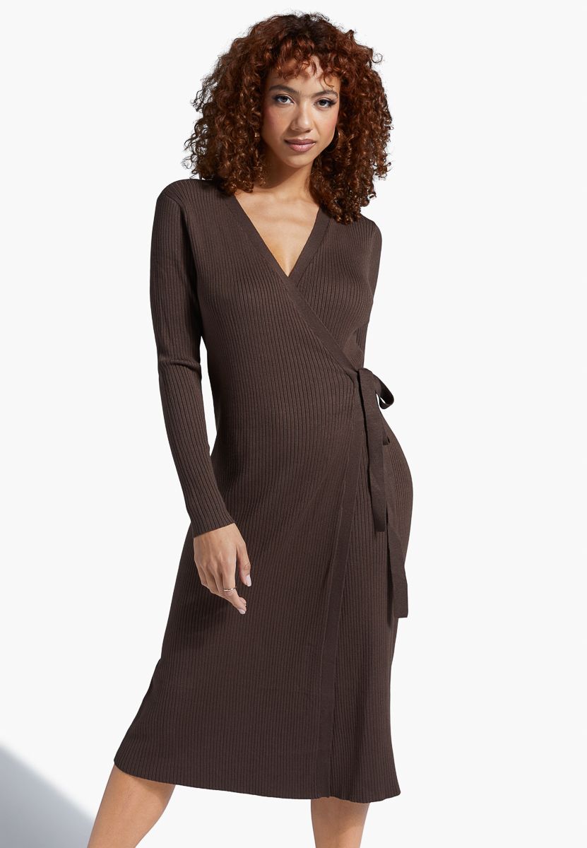 Sweater Wrap Midi Dress | ShoeDazzle
