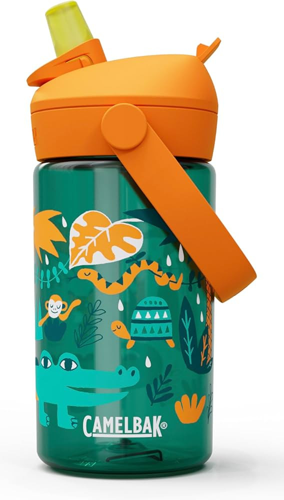 CamelBak Thrive Flip Straw Kids Bite Valve Tritan Renew Water Jungle Animals, 14oz | Amazon (US)