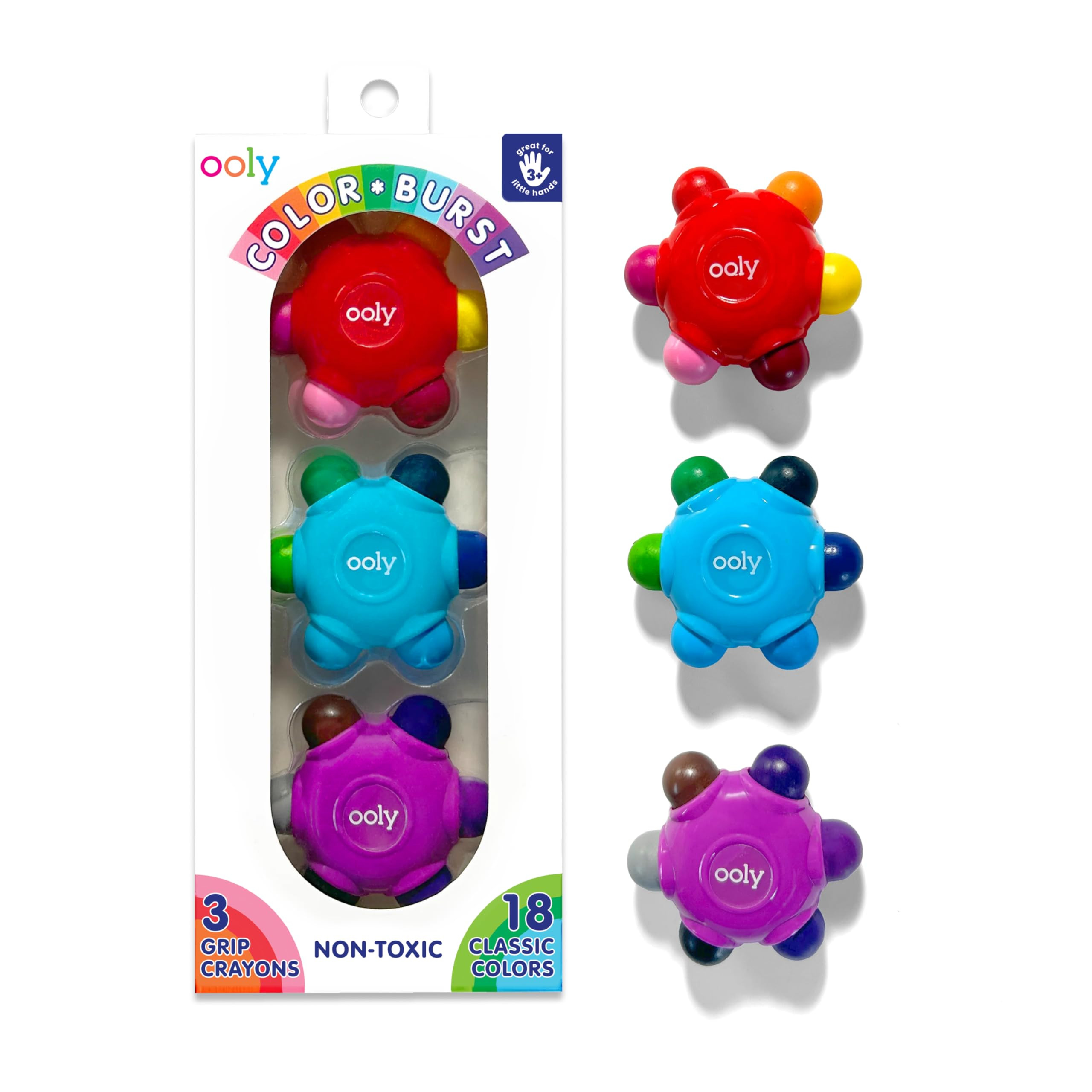 Ooly Color Burst Grip Crayon for Toddlers and Little Hands, Set of 3 Crayons with 18 Classic Colo... | Amazon (US)
