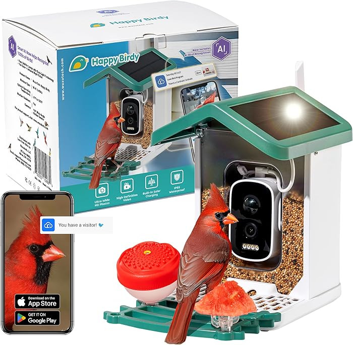 Happy Birdy Smart Bird Feeder with Camera - 2.5K HD Video, Wild Bird Feeder with Wall Mount & Pol... | Amazon (US)