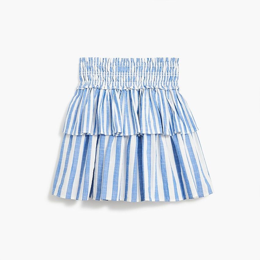 Girls' tiered pull-on skirt in stripe | J.Crew US