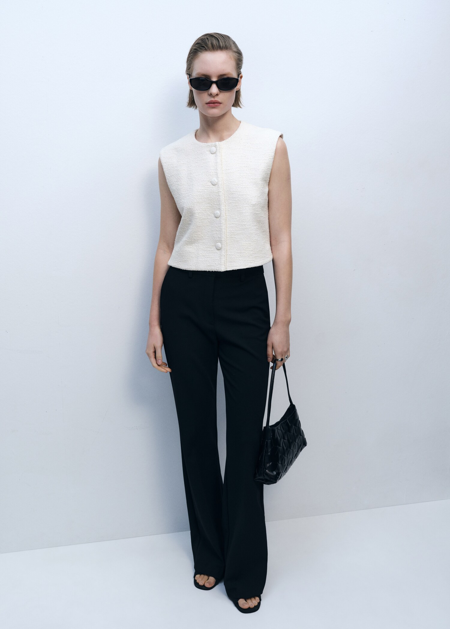 Tweed waistcoat with buttons - Women | MANGO United Kingdom | MANGO (UK)