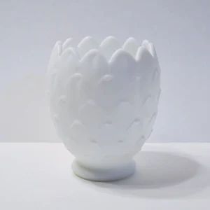 Vintage White Satin Glass Artichoke Vase Scallop Rim Textured | Etsy | Etsy (US)