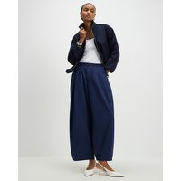River Island Womens Navy Barrel Leg Trousers | River Island UK & IE