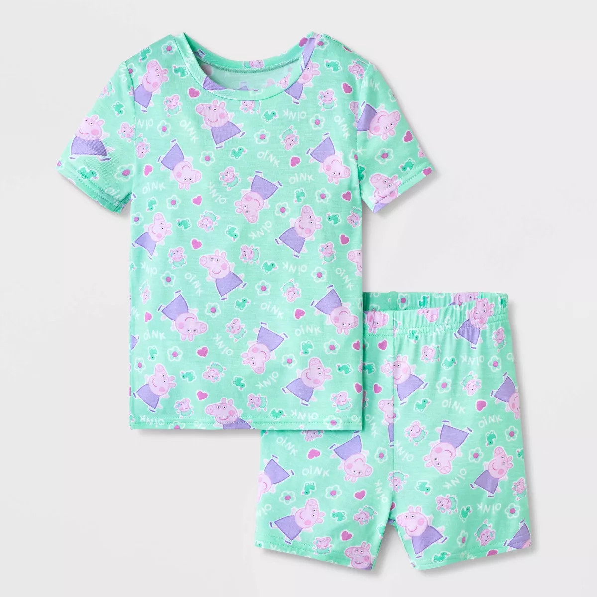 Toddler Girls' 2pc Peppa Pig Viscose Pajama Set - Mint Green 12M | Target