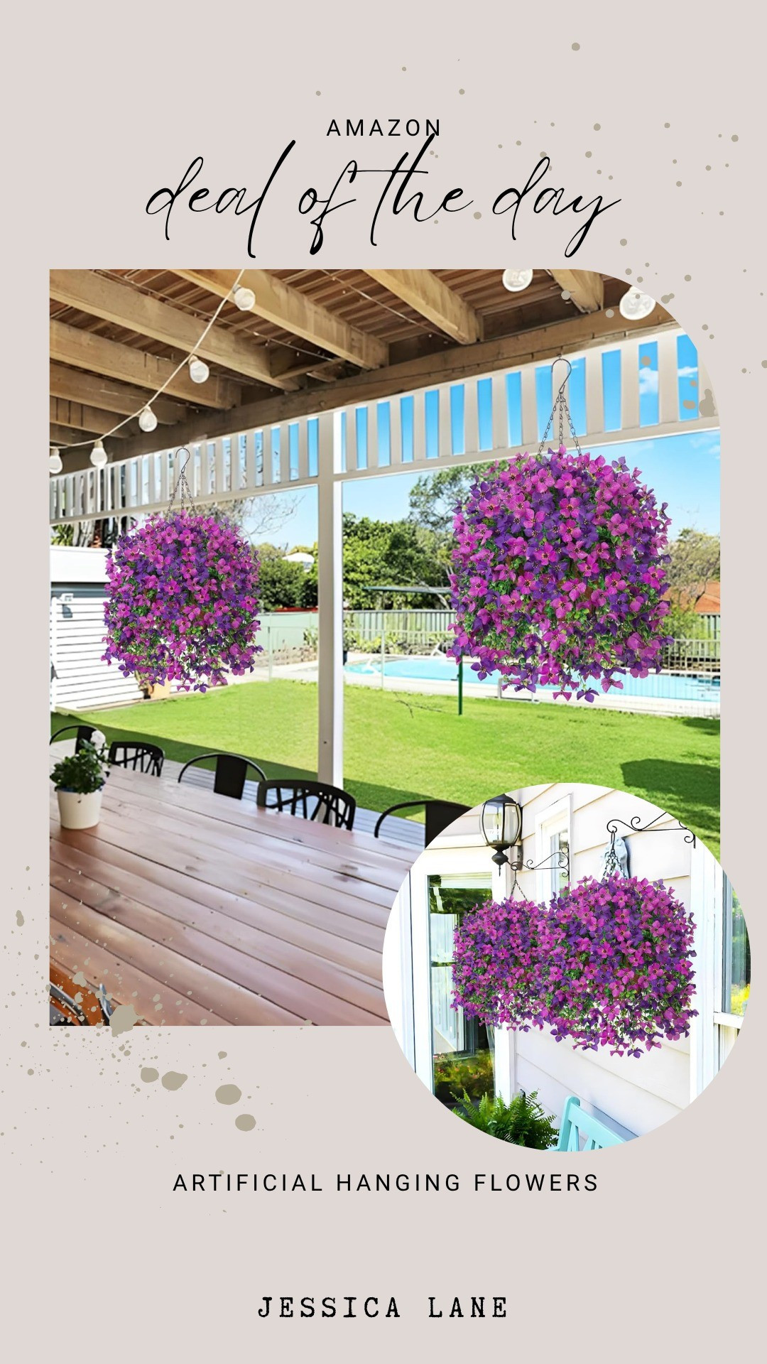 Add a pop of color to your outdoor space without the maintenance using these artificial hanging flowers. They look incredibly realistic and stay vibrant all season.#outdoorlighting #homedeals #curbappeal #amazonfinds

#LTKSeasonal #LTKSaleAlert #LTKHome