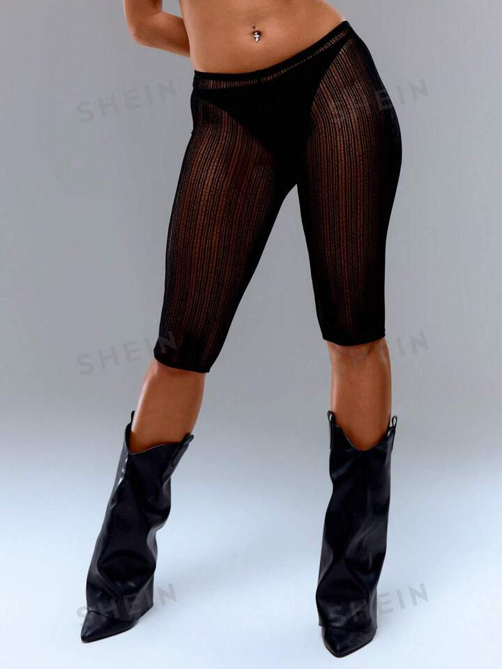 MUSERA Sheer Knit Pedal Pusher | SHEIN | SHEIN