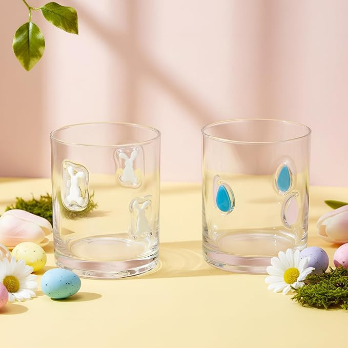 Skylety 2 Pcs Easter Icon Juice Glasses Bunny Drinking Cups Gifts Easter Rabbit Egg Pattern Coffe... | Amazon (US)