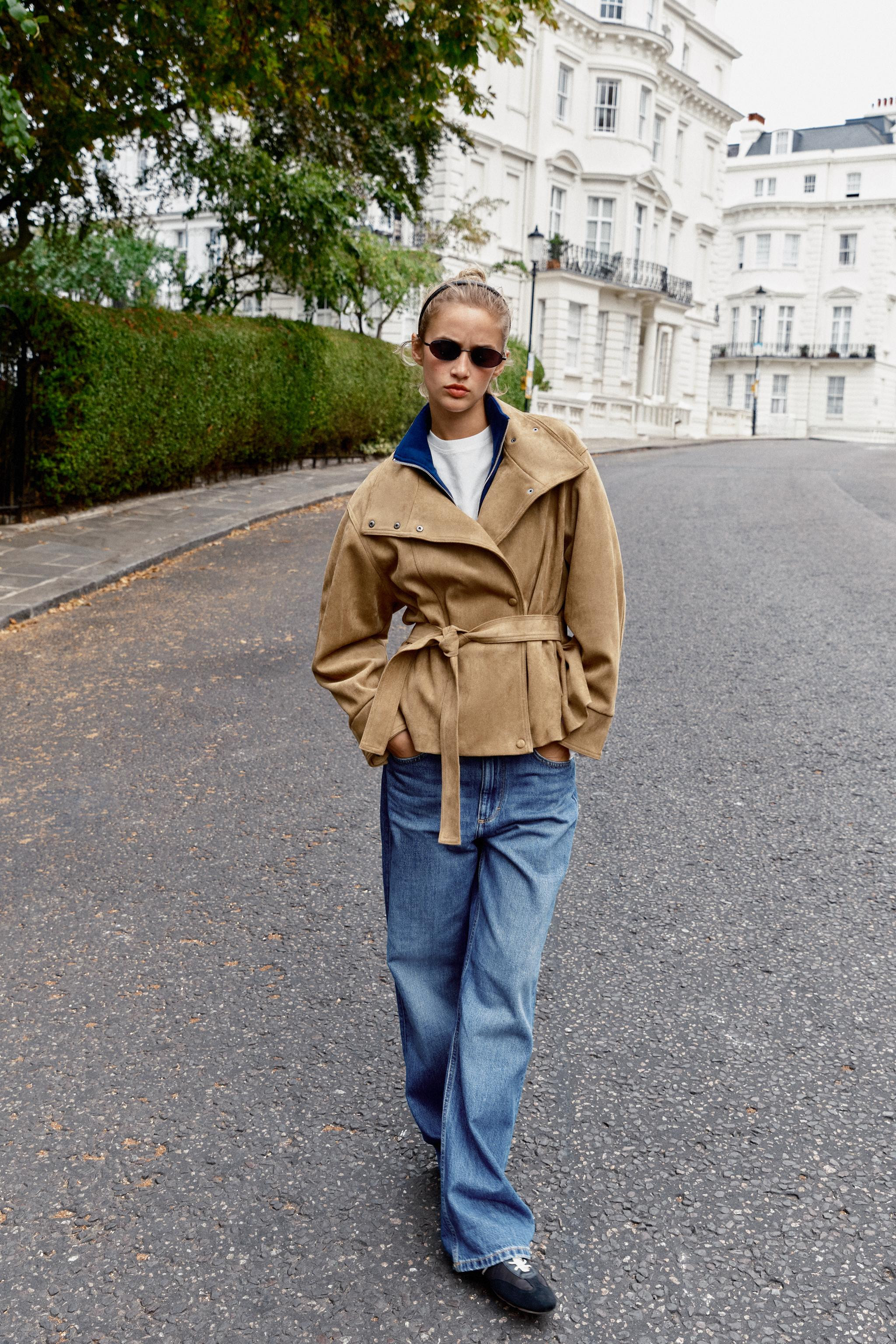 FAUX SUEDE BELTED JACKET | Zara US
