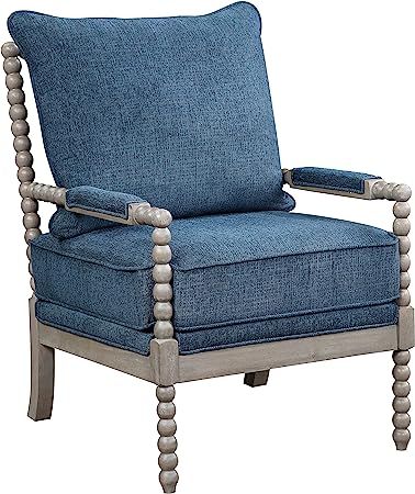 OSP Home Furnishings Abbott Spindle Accent Chair with Padded Spring Seat and Brushed Grey Base, A... | Amazon (US)