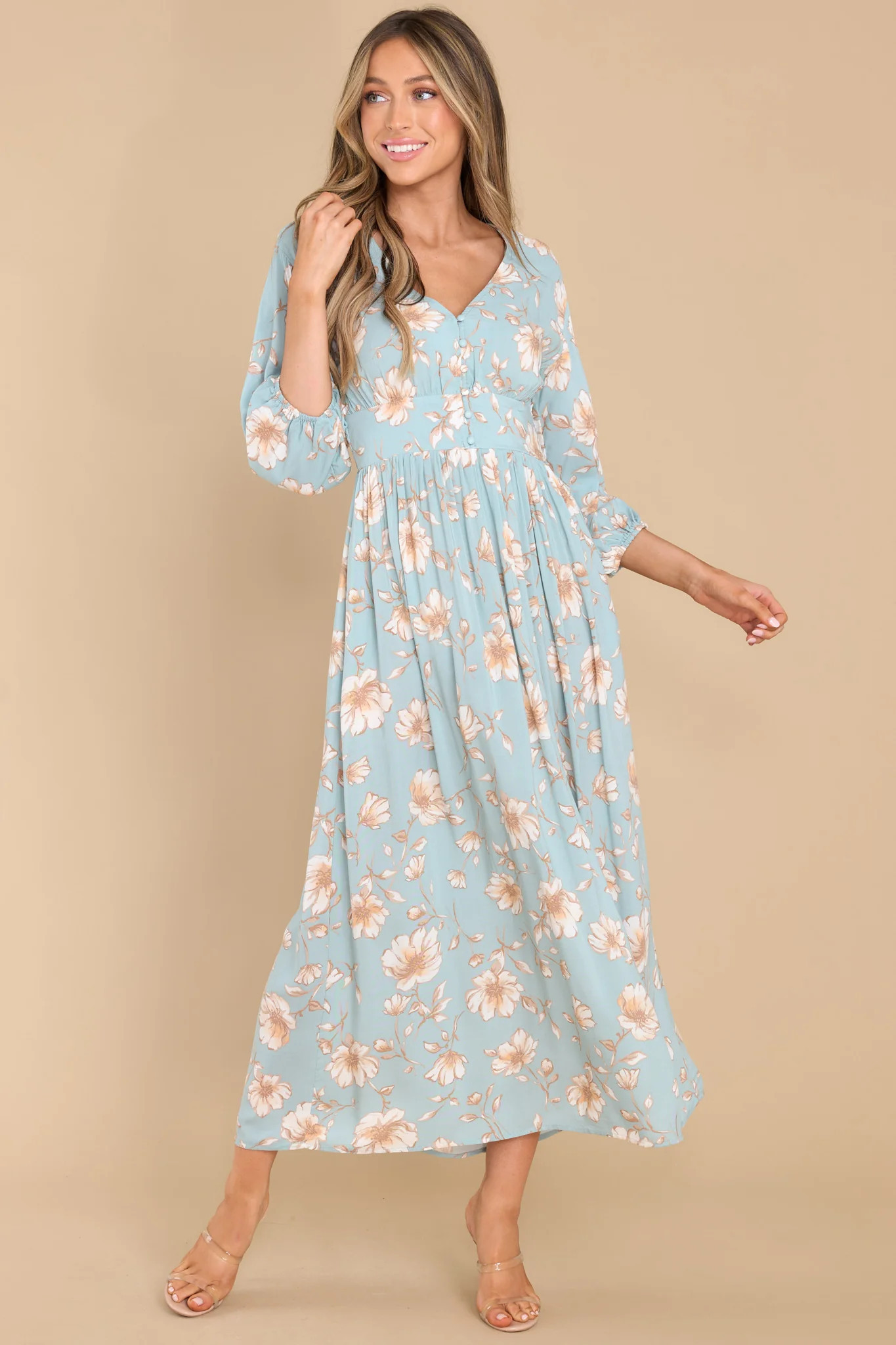 Planted In Your Heart Sage Floral Maxi Dress | Red Dress 