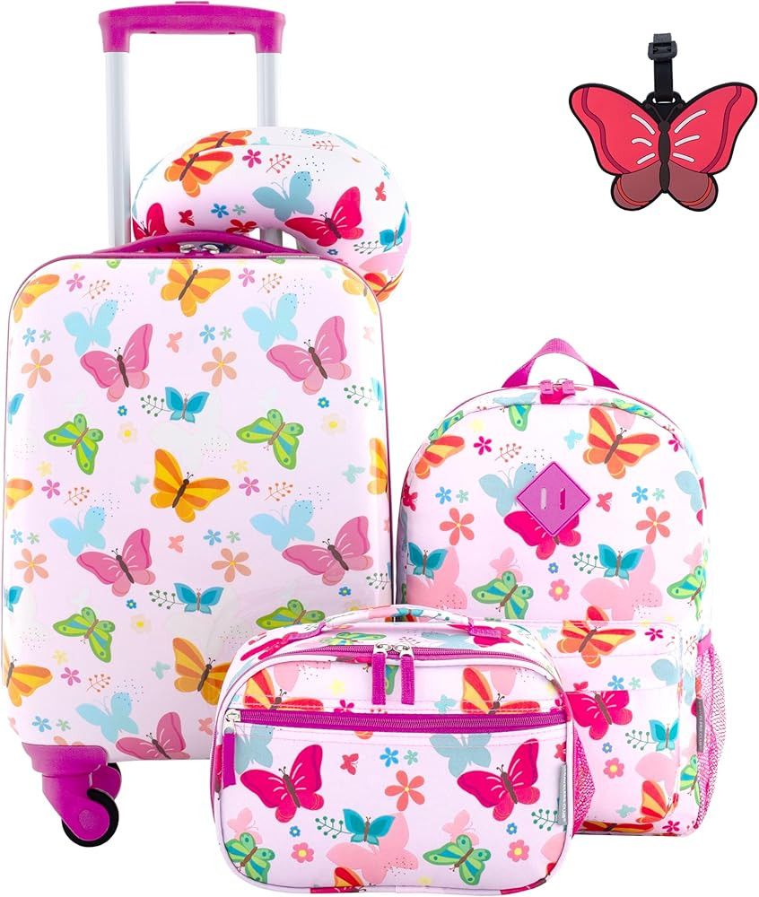 Travelers Club 5 Piece Kids' Luggage Set, Butterfly | Amazon (US)