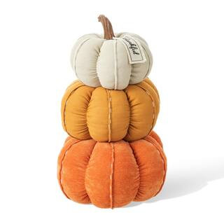 Glitzhome 13 in. H Fall Stacked Fabric Pumpkin 2005500075 - The Home Depot | The Home Depot