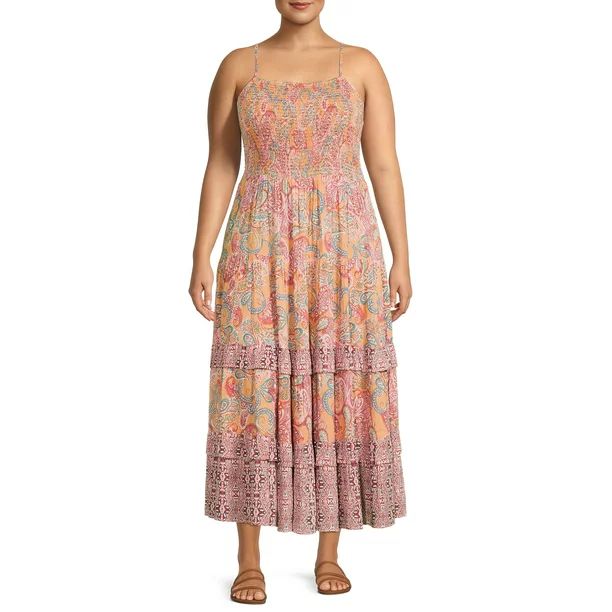 Romantic Gypsy Women's Plus Size Tiered Flutter Midi Dress | Walmart (US)