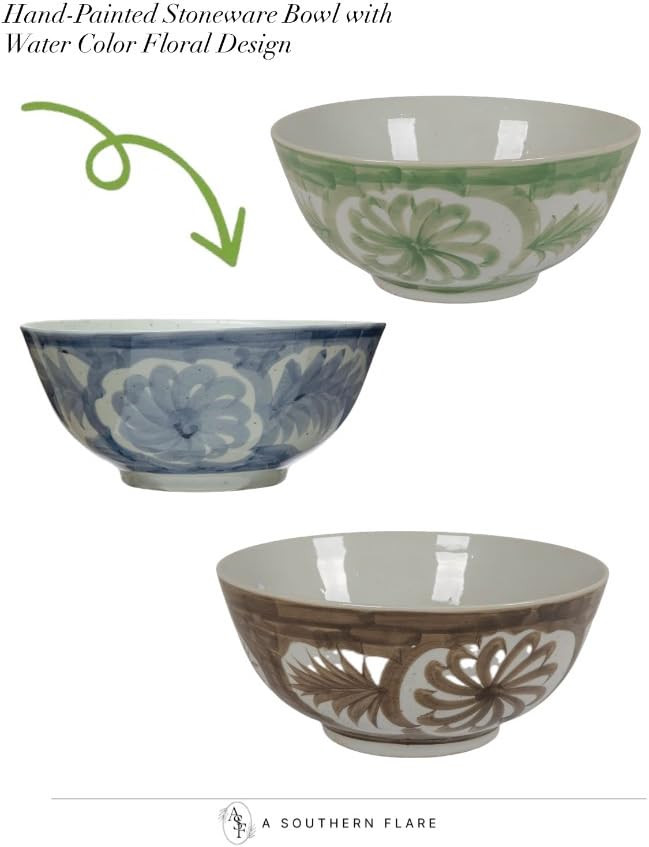 Elevate your table setting with these beautiful hand-painted stoneware bowls! Perfect for any occ... | Amazon (US)