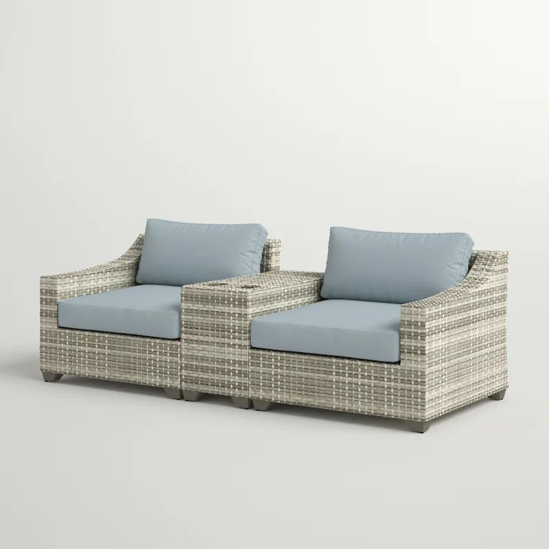 Falmouth Wicker/Rattan 2 - Person Seating Group with Cushions | Wayfair North America