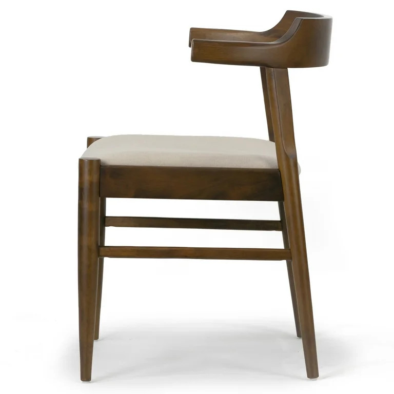 Set of 2 Atlas Retro Modern Dark Brown Wood Chair with Curved Back | Walmart (US)