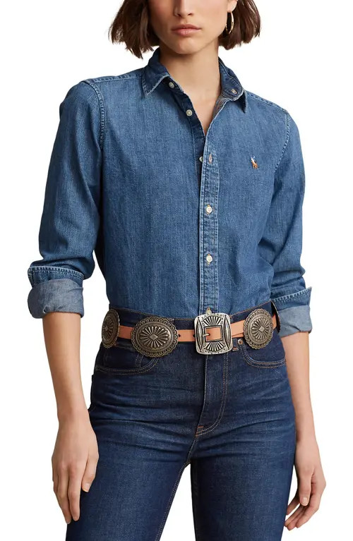 Polo Ralph Lauren Denim Button-Up Shirt in Merced Wash at Nordstrom, Size 12 | Nordstrom