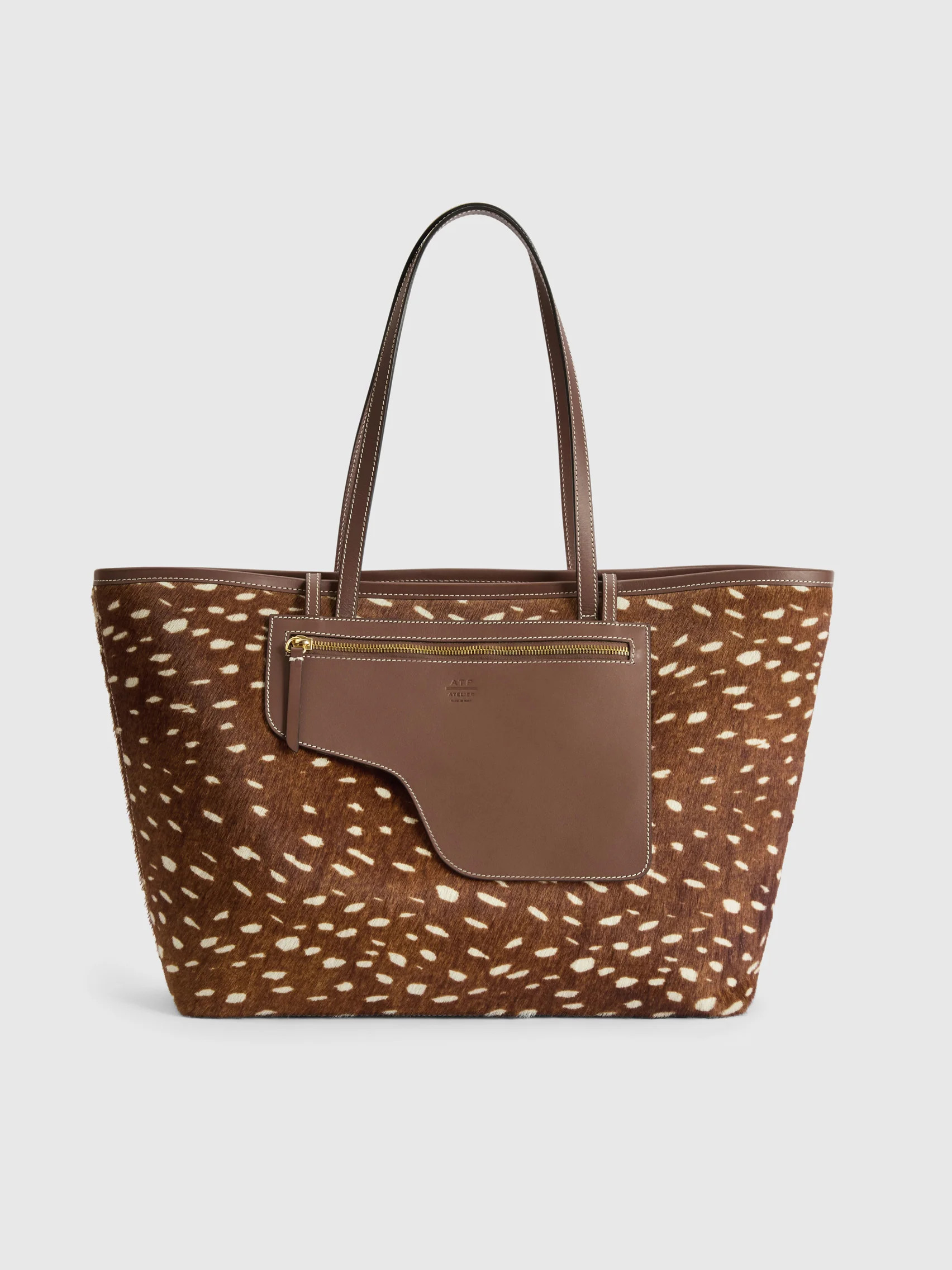 Eraclea Cannella Printed Cerbiatto/Leather Large tote bag | ATP Atelier | Official Site | ATP Atelier
