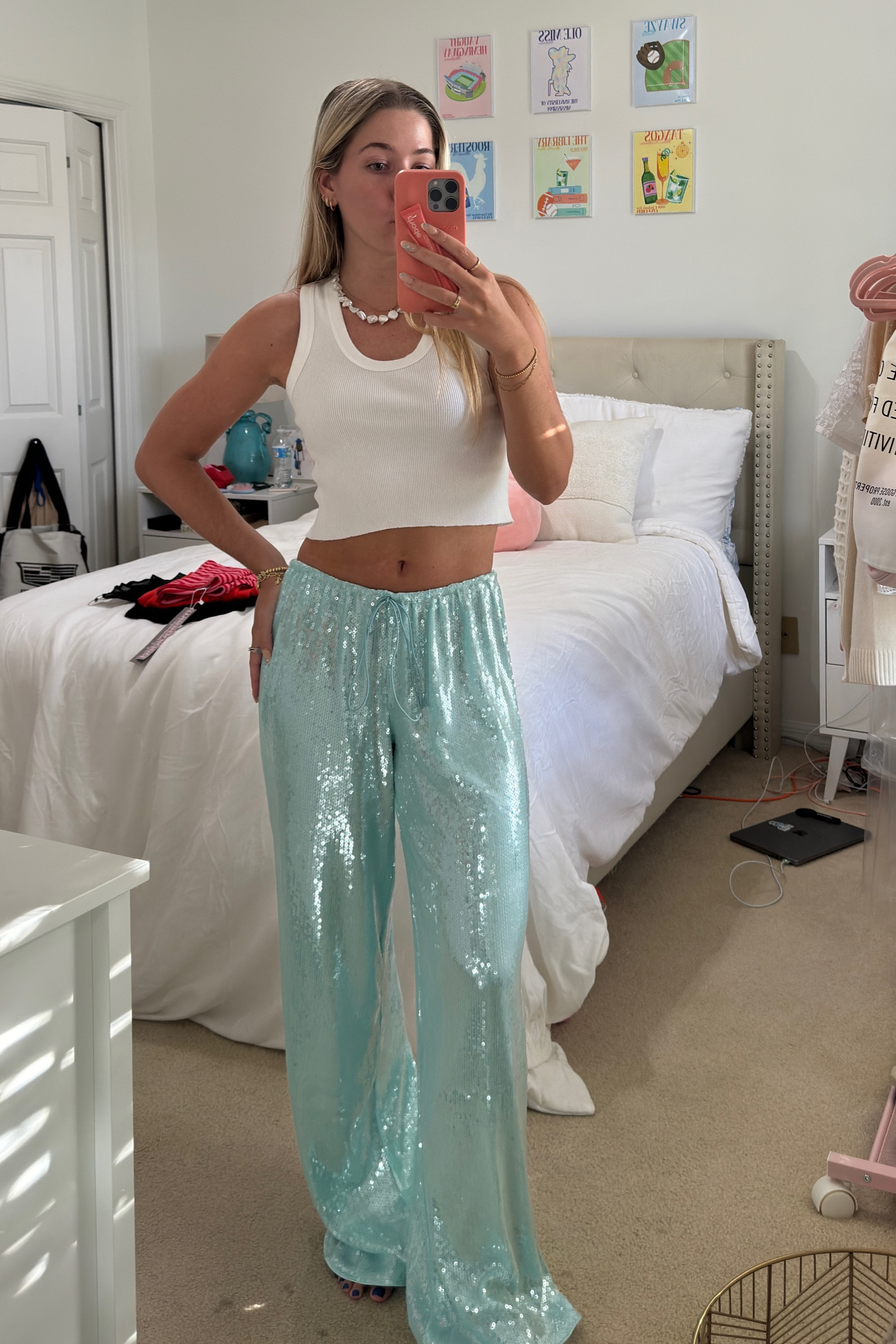 Teal sparkle pants !! Perfect for birthday, night out, or vacation!

#LTKParties #LTKFindsUnder50 #LTKStyleTip
