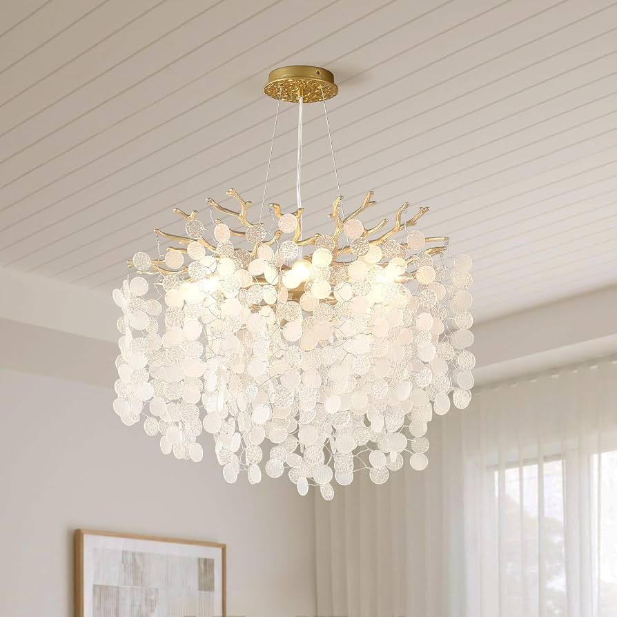 18-Inch Coastal Chandelier, 6-Light Gold Tree Branch Chandelier, Modern Foyer Bedroom Chandeliers... | Amazon (US)