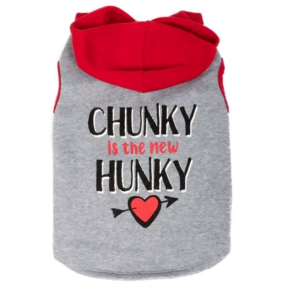 Dog Hoodie "Chunky is the New Hunky" Gray & Red Sweatshirt Sz L NWT Simply Dog | Poshmark