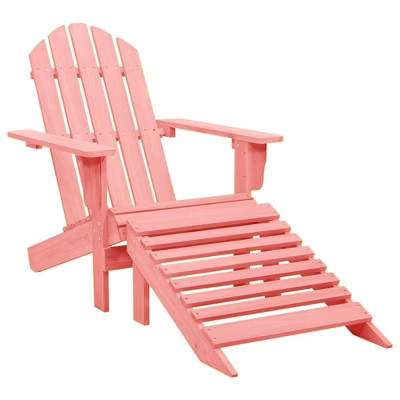 vidaXL Adirondack Chair Patio Adirondack Chair with Ottoman Solid Wood Fir - Pink | Target