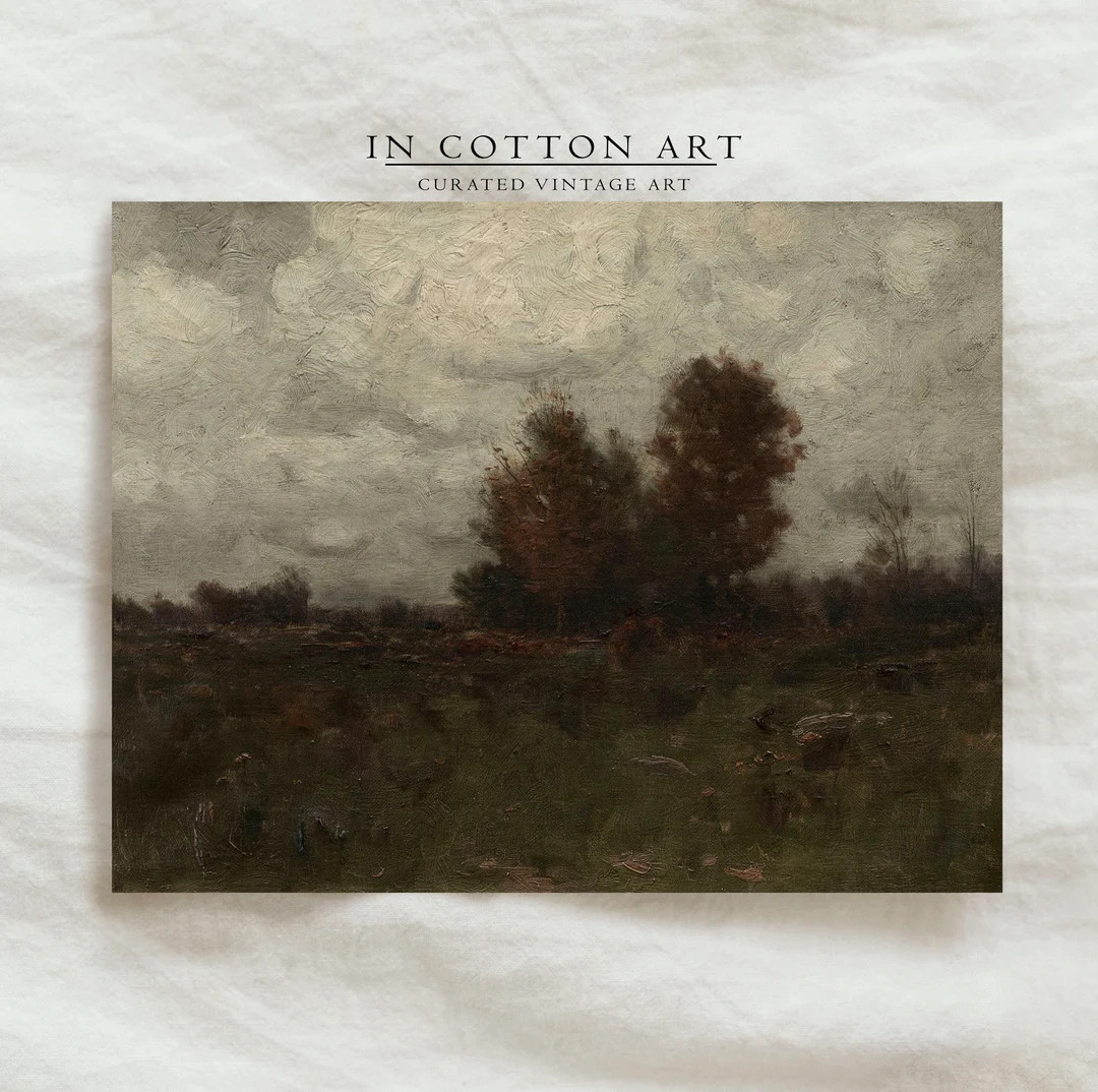 Vintage Moody Autumn Landscape Painting PRINTABLE / Antique - Etsy | Etsy (US)