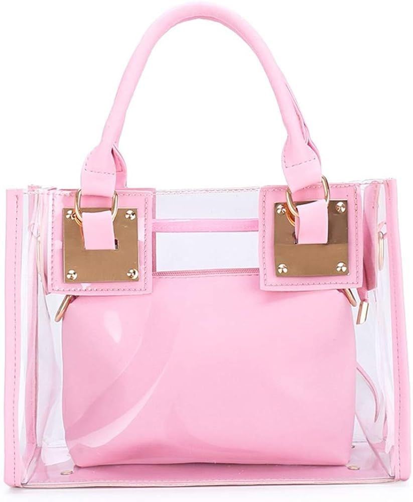 Women Transparent Shoulder Crossbody Bag, 2 in 1 Designer Fashion Handbag Purse | Amazon (US)