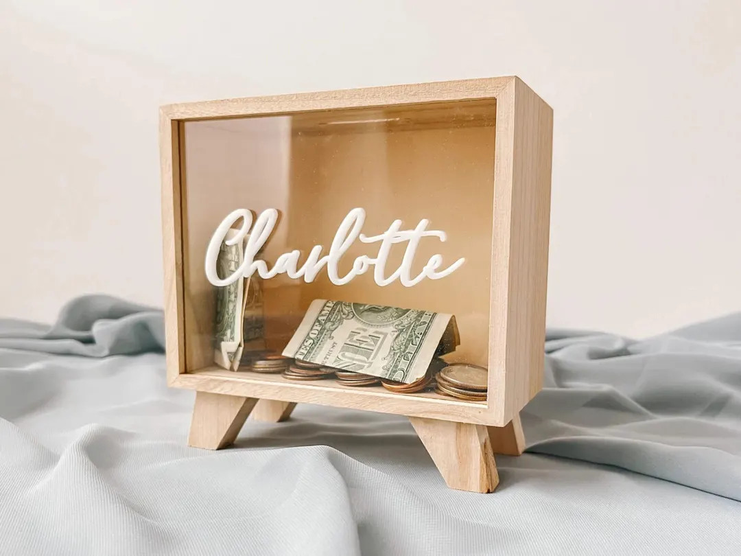 Name Piggy Bank Wooden Coin Money Bank Initial Kid Money Box Personalized Coin Bank for Kid Coin ... | Etsy (US)