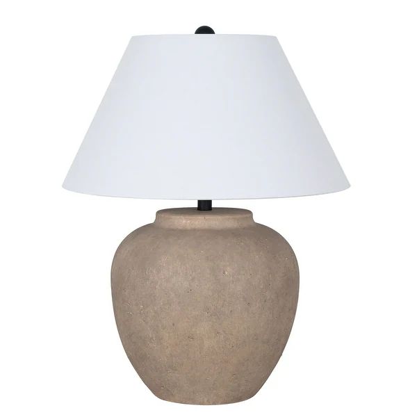 Ceramic 26" Table Lamp with Linen Shade, Light Grey Concrete-like | Bed Bath & Beyond