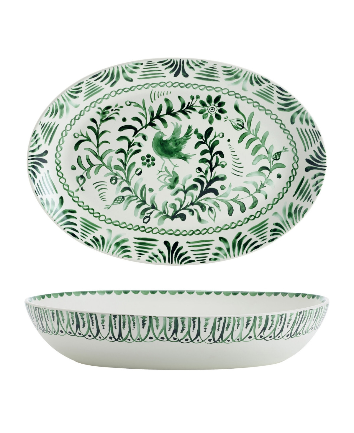 Fitz and Floyd Sicily Serve Bowl & Platter Set - Green | Macy's