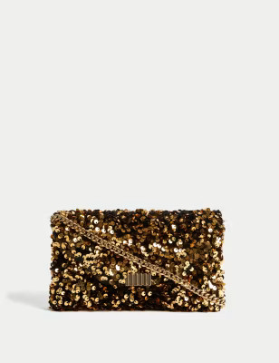 Sequin Chain Clutch Strap Bag | Marks & Spencer (UK)