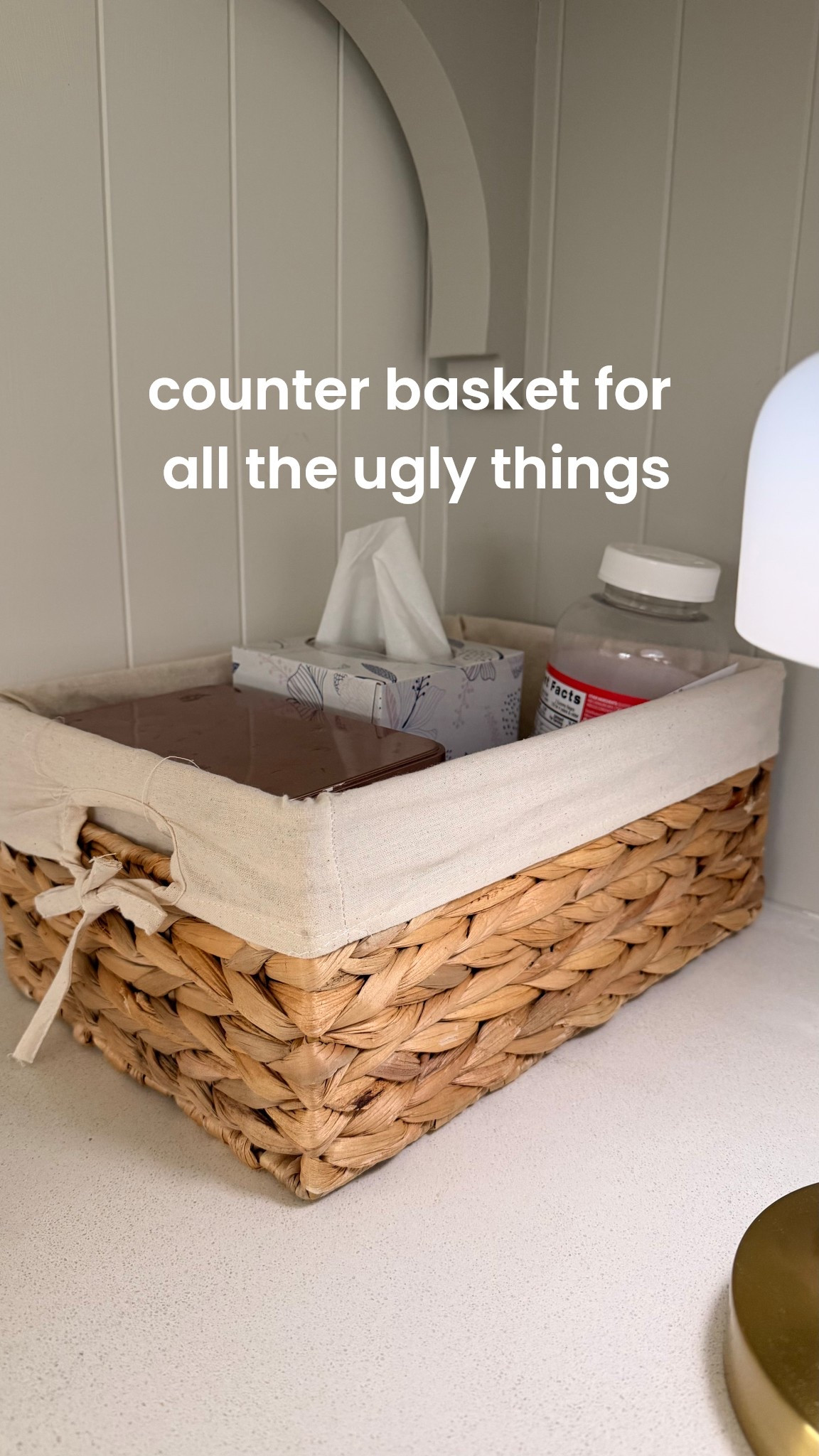 fabric lined basket to hide all the ugly counter stuff 

#LTKSaleAlert #LTKHome