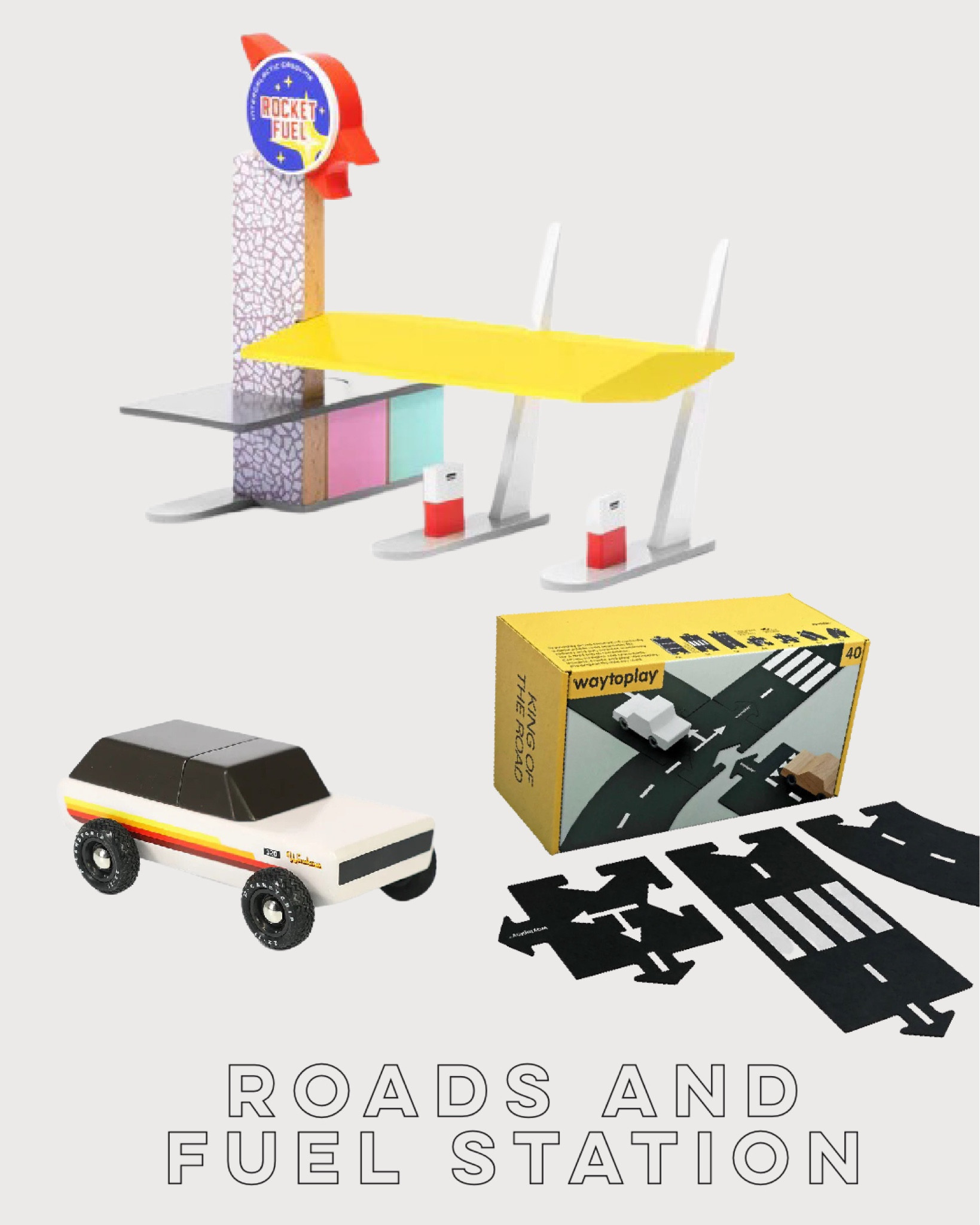 Another great gift for mini car lovers!  This wooden rocker fuel station and connecting play roads would be the perfect gift.  My boys have the connecting roads and love them.

#cartoys #pretendplaytoys #kids gifts #giftsforboys #cooltoys